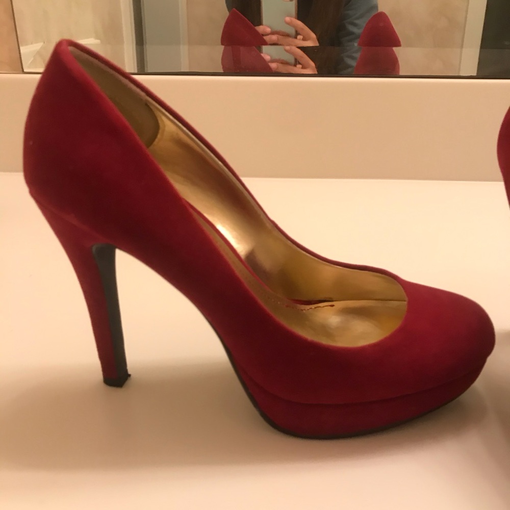 Red Suede Pumps